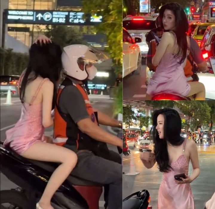 นาทีเร่งรีบ ดาราสาวซ้อนท้ายพี่วิน สวยเเซ่บสุขุมวิท