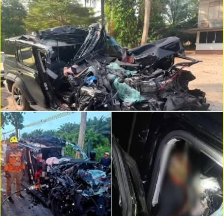 ้GWM TANKป้ายแดงชนท้ายรถบรรทุกคนขับดับคาซาก ทางหลวงหมายเลข 41 ขาล่องใต้ ตำบลนาข่าอำเภอหลังสวนจังหวัดชุมพร