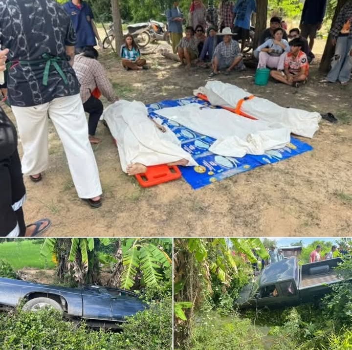 รถกระบะเสียหลักตกข้างทาง มีผู้เสียชีวิต 3 ราย จ.สุพรรณบุรี